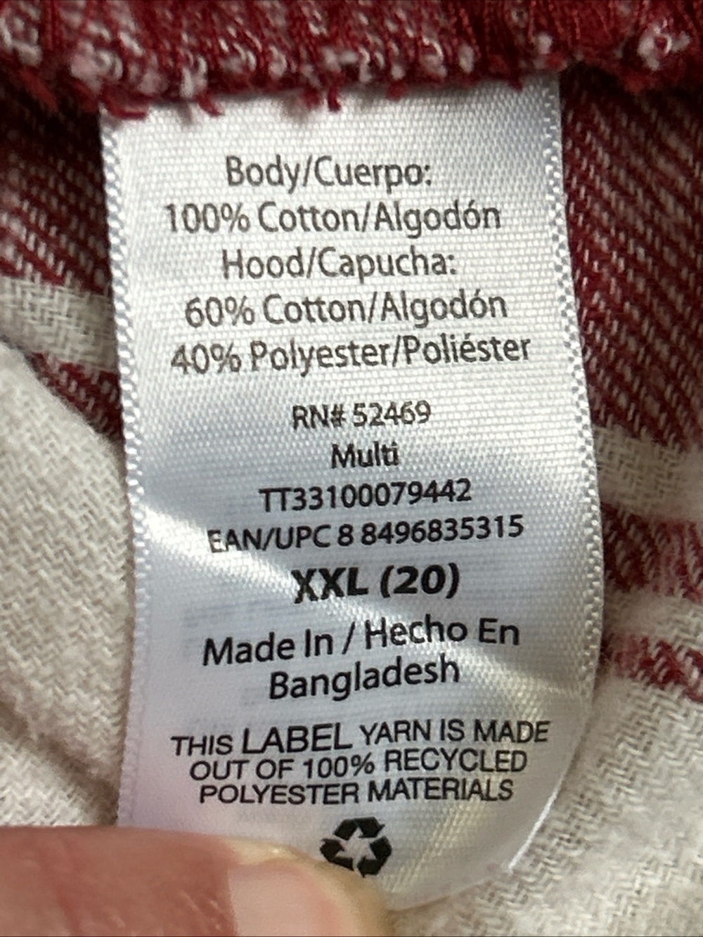 Time & Tru Long Sleeve Cream & Burnt Red Plaid Hooded Shacket Women's 2XL (20) - Picture 8 of 9
